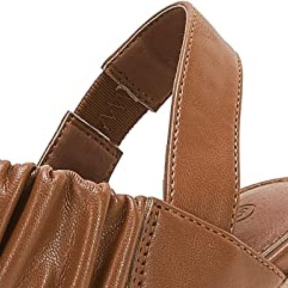 PIEPIEBUY Flirty Ruched Faux Leather High Cork Wedge Sandals   NEW IN BOX! - Picture 5 of 8